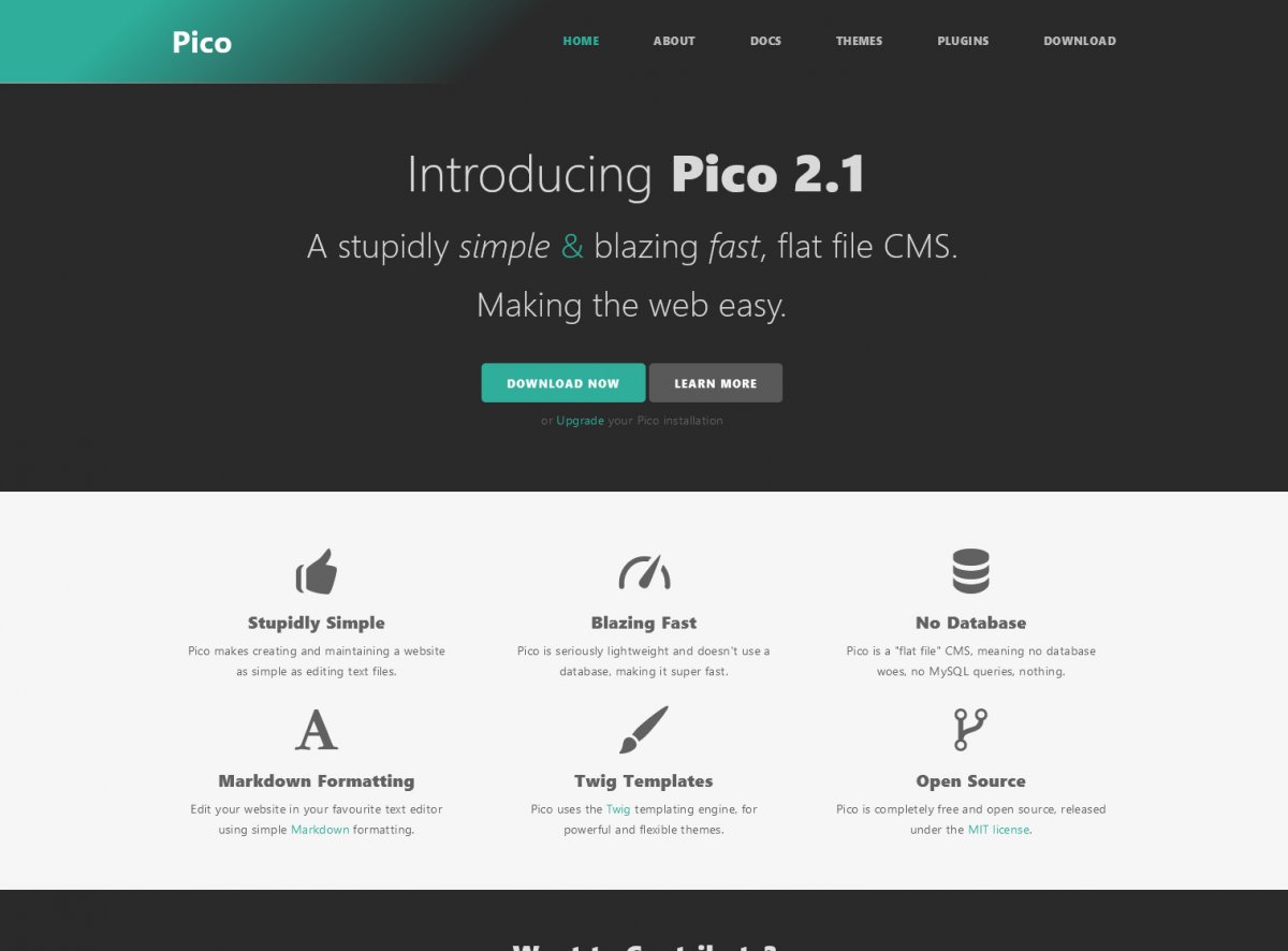 Pico CMS is an open-source content management system that is very lightweight and blazing fast